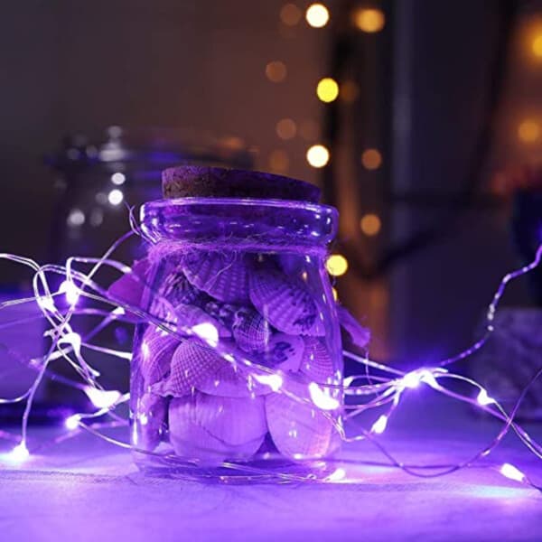 2-Pack 1m Mini LED Light Loop Battery-Powered Purple