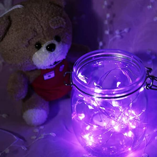 2-Pack 1m Mini LED Light Loop Battery-Powered Purple