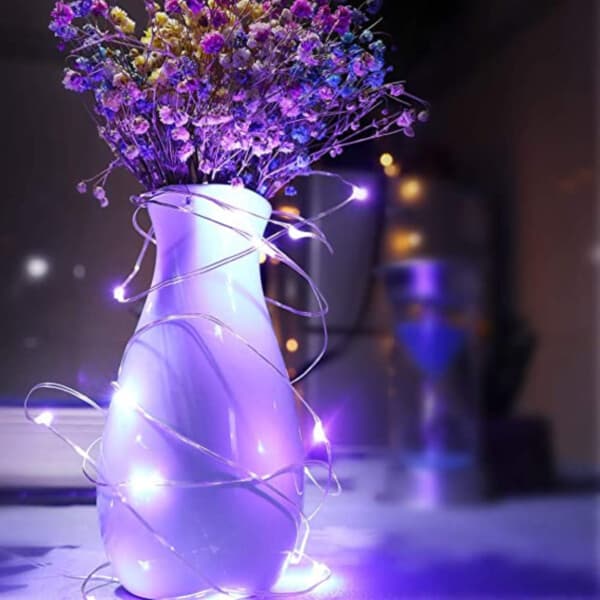 2-Pack 1m Mini LED Light Loop Battery-Powered Purple