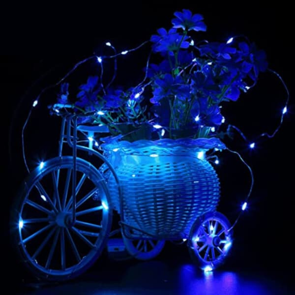 2-pakkaus 1 m mini LED-valon silmukka akkukäyttöinen sininen