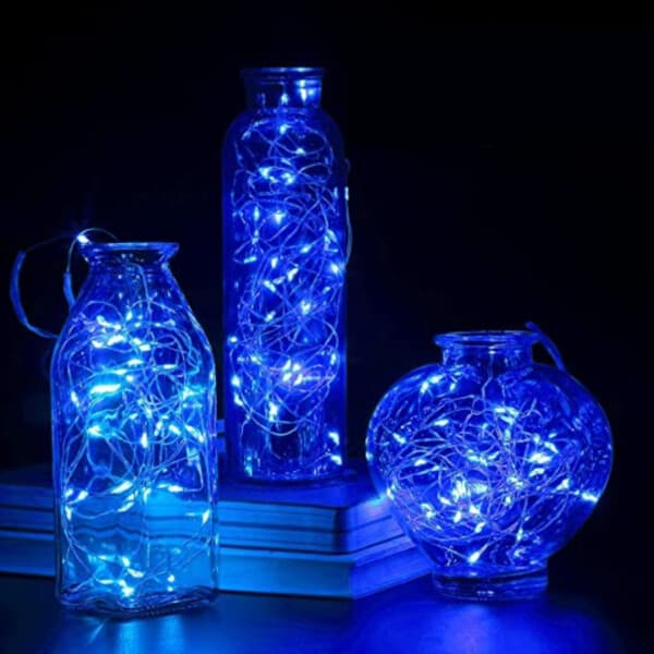 2-pakkaus 1 m mini LED-valon silmukka akkukäyttöinen sininen