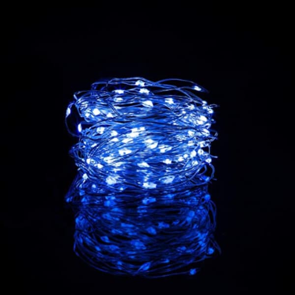 2-pakkaus 1 m mini LED-valon silmukka akkukäyttöinen sininen