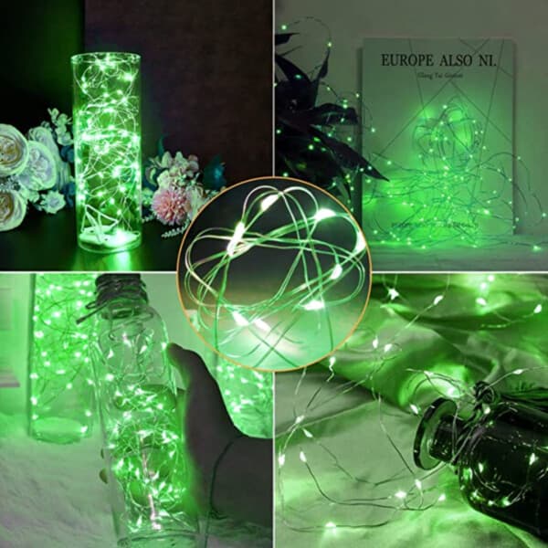 2-pack 1m Mini LED lyssløyfe Batteridrevet grønt