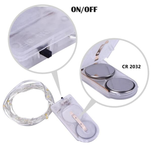 2-pack 1m Mini LED lyssløyfe Batteridrevet grønt