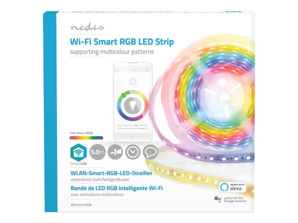 Nedis WIFILS51CRGB, Älyvalonauha, Wi-Fi, Valkoinen, LED, Multi, 700 lm