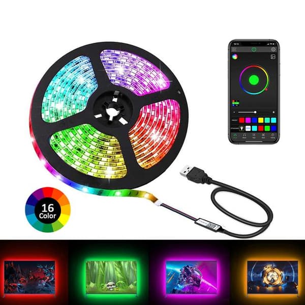 10m 18leds/m 16 färger Bluetooth APP-kontroll RGB LED-remsa med fjärrkontroll för TV bakgrundsbelysning och rumsdekoration