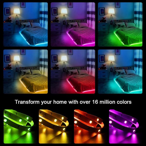 10mX10mm 12V 18LEDs/m dimbar RGB musik LED-remsa med fjärrkontroll, synkronisering av ljus/musik, APP-kontroll, timingfunktion