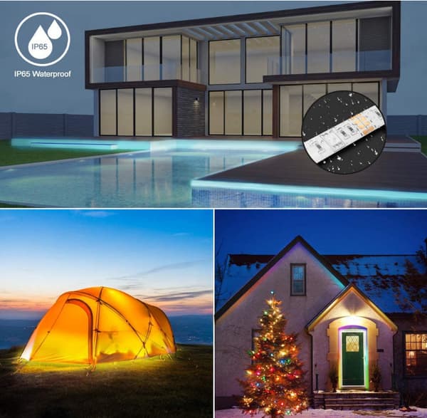 LED strip lys med RGB farveskift, Bluetooth app kontrol til TV, rum IP65