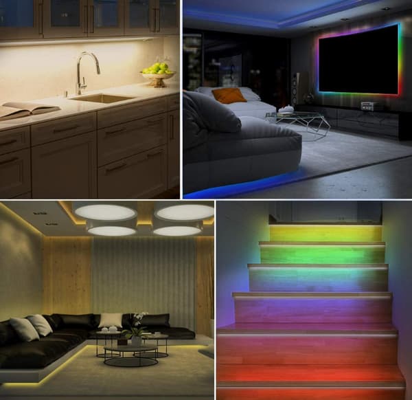 LED strip lys med RGB farveskift, Bluetooth app kontrol til TV, rum IP65