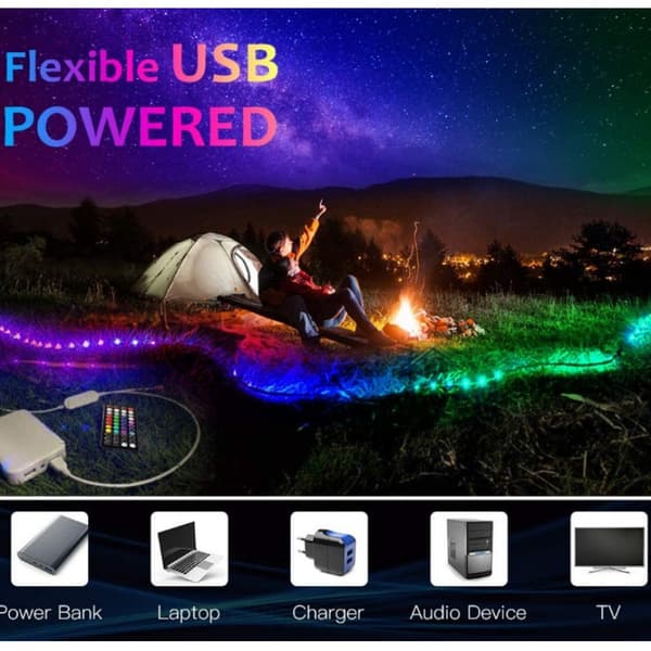 INF LED-valonauha 7 väriä Bluetooth-sovelluksen ohjauksella Musta 4 m
