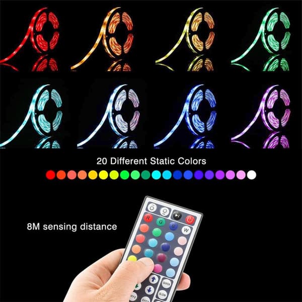 2ST 5M 5050 LED Strip Light RGB Vattentät dekorativ lampa + Strömförsörjning + 44 Keys Fjärrkontroll DC12V
