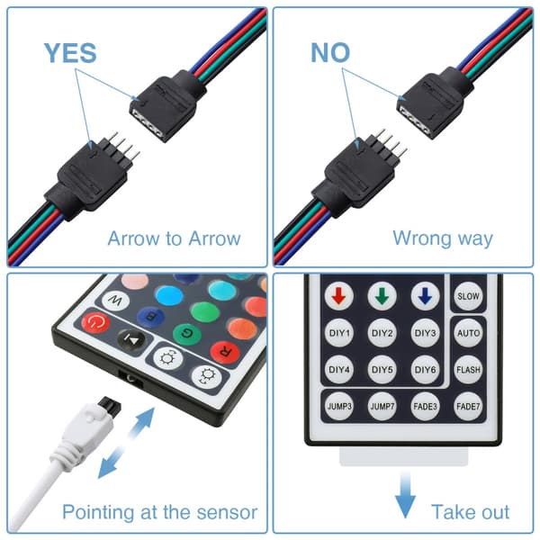2ST 5M 5050 LED Strip Light RGB Vattentät dekorativ lampa + Strömförsörjning + 44 Keys Fjärrkontroll DC12V