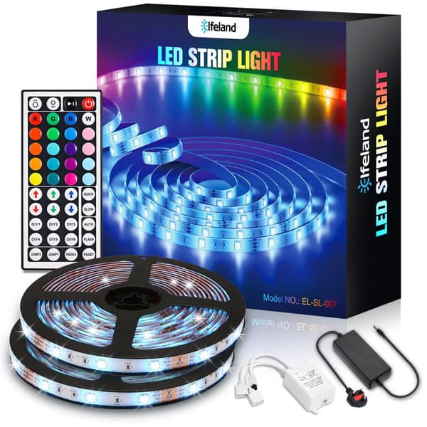 2ST 5M 5050 LED Strip Light RGB Vattentät dekorativ lampa + Strömförsörjning + 44 Keys Fjärrkontroll DC12V