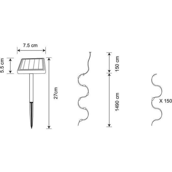 GALIX G4430 solgarland - 150 varma vita MicroLEDs - 16,4 m