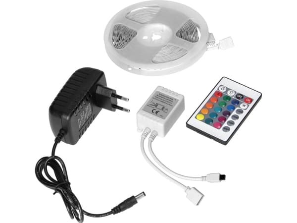 Orno LED-remsor 12V 100 30L 7.2W/m IP20 RGB 5m + RGB-styrenhet + 12V strömförsörjning