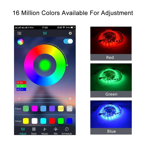 Mini LED Strip 5050 Control 4Pin USB 5-24V APP MIC Mode 1600 Million Color Dimmer RGB Light Controller