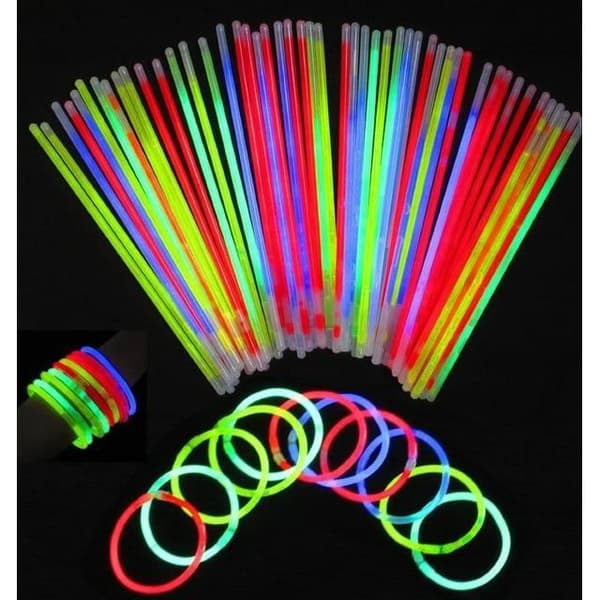 Paket med 100 flerfärgade Party Glow Sticks med kontakter - YWEI