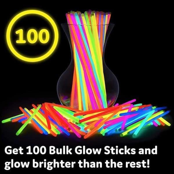 Paket med 100 flerfärgade Party Glow Sticks med kontakter - YWEI