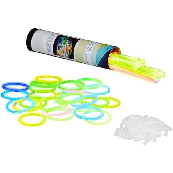 Parti med 100 fluorescerande armband, ljusstavar, 100 stycken, med kopplingar, PVC-plast, 6 färger[66]