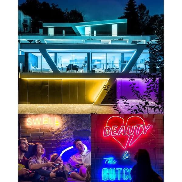 20M LED Strip lys, RGB 5050 lys, Music Sync farveændring, Indbygget mikrofon, 5M app-styret LED-lys