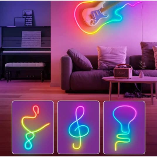 20M LED Strip lys, RGB 5050 lys, Music Sync farveændring, Indbygget mikrofon, 5M app-styret LED-lys