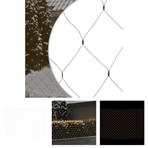 The Living Store lysnet 3x2 m 204 LED'er inde/ude varmt hvidt lys - Lyskæder & lysbånd