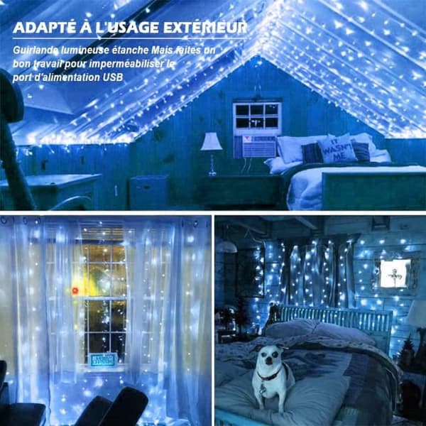 Outdoor Light Garland 3M*3M 300 LED Guinguette Garland, 8 Mode Led Garland, Blå