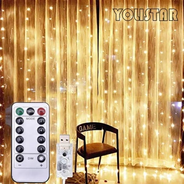 Utomhusljus Garland 3M*3M 300 LED Guinguette Garland, 8 Led Garland Mode, Varmvit