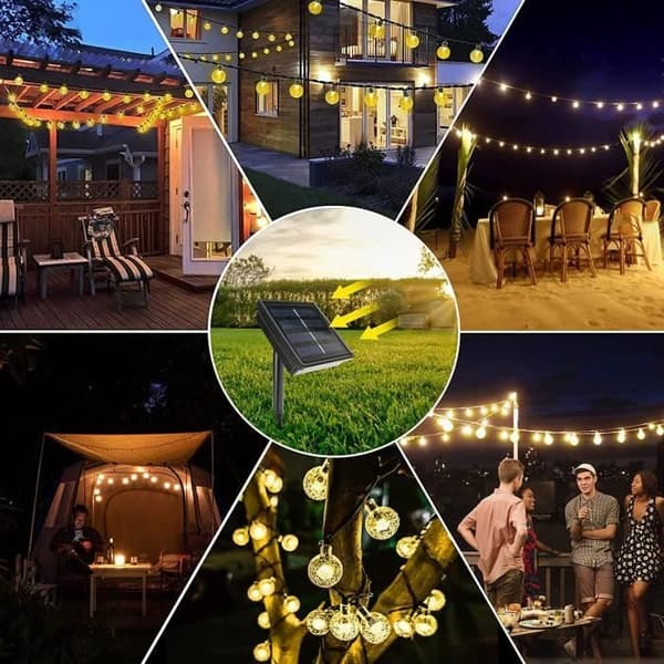 7M 50 LED Vattentät Solar String Lights, 8 lägen utomhus Solar Fairy Lights för trädgård, uteplats, fester (varmvitt)