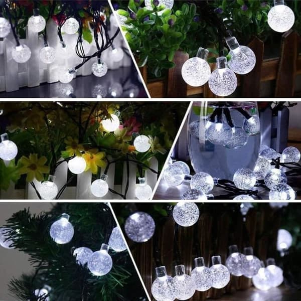 6,5M 30 LED vattentäta solslingor, 8 lägen utomhussolljus för trädgård, uteplats, fester (vit)