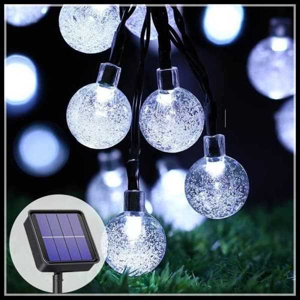 6,5M 30 LED vattentäta solslingor, 8 lägen utomhussolljus för trädgård, uteplats, fester (vit)