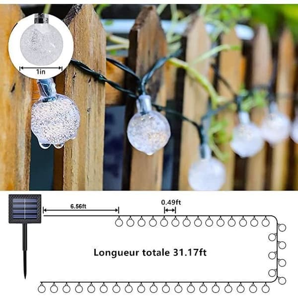 9,5M 50 LED vattentäta solslingor, 8 lägen utomhussolljus för trädgård, uteplats, fester (varmvitt)