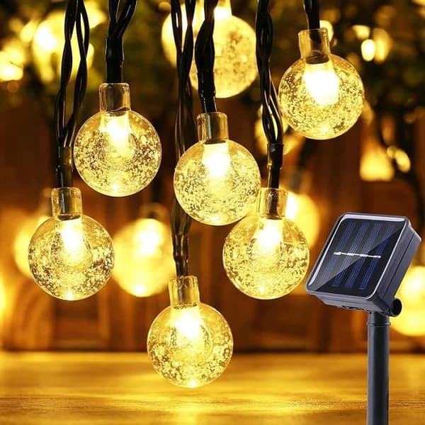 9,5M 50 LED vattentäta solslingor, 8 lägen utomhussolljus för trädgård, uteplats, fester (varmvitt)