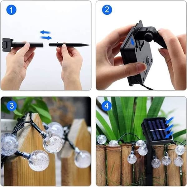 6.5M 30 LED vattentäta solslingor, 8 lägen utomhussolljus för trädgård, uteplats, fester (varmvitt)
