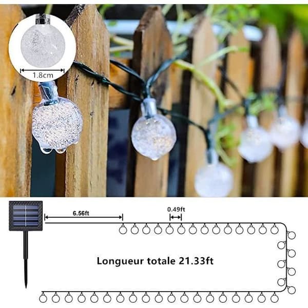 6.5M 30 LED vattentäta solslingor, 8 lägen utomhussolljus för trädgård, uteplats, fester (varmvitt)