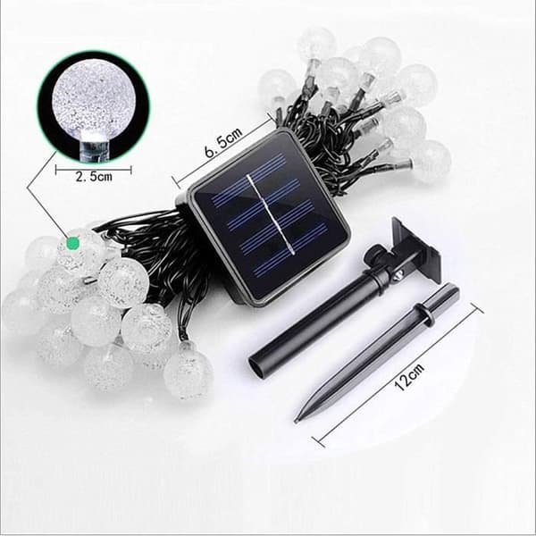 Utomhus Solar Light Garland 6.5M 30LEDs Ball Garland 8 Varmvit LED-lägen Dekoration Sovrum Inomhus Trädgård