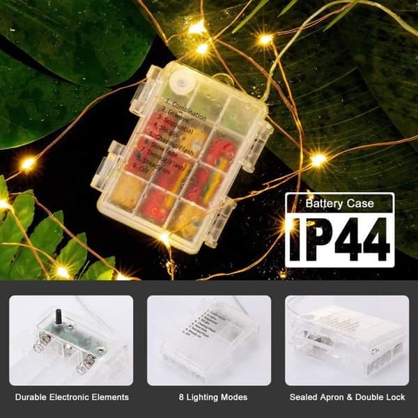 20M 200LED batteridrivna ljusslingor, för inomhus/utomhus/jul/bröllop och uteplats vattentät IP67