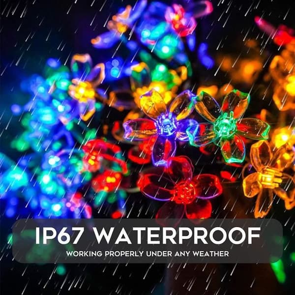 7M 50Leds Solar Cherry Blossom Fairy Lights - 8 lägen - Flerfärgad - Fairy Lights för trädgårds uteplats