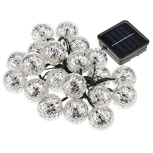 Solar String Lights 6,5m 30LED Silver Smidesjärnboll, Vattentät Mjuktråd Dekorationsbelysning för Hem, Trädgård-Bla