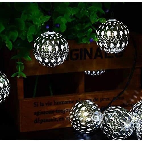 Solar String Lights 6,5m 30LED Silver Smidesjärnboll, Vattentät Mjuktråd Dekorationsbelysning för Hem, Trädgård-Bla