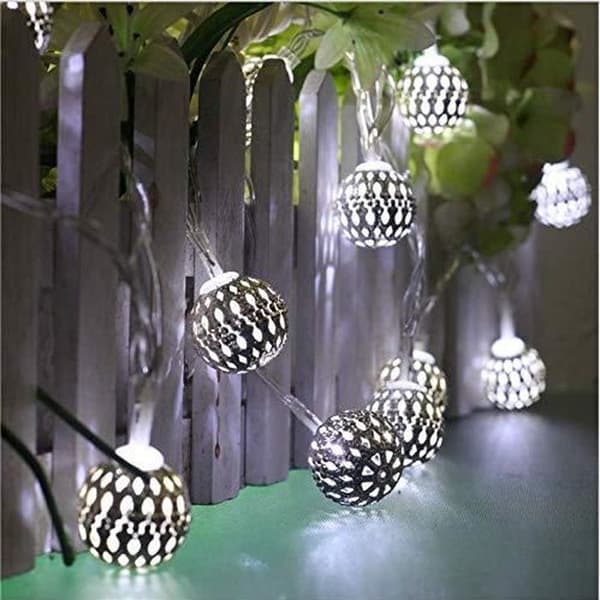 Solar String Lights 6,5m 30LED Silver Smidesjärnboll, Vattentät Mjuktråd Dekorationsbelysning för Hem, Trädgård-Bla