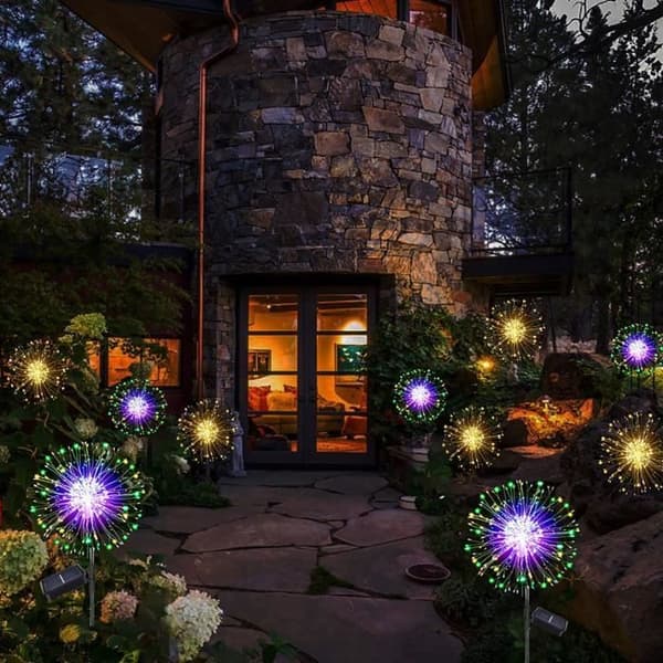 2st 120 LED Solar Fireworks Lights Outdoor Garden, 8 Modes Vattentät Outdoor Solar Light - Flerfärgad