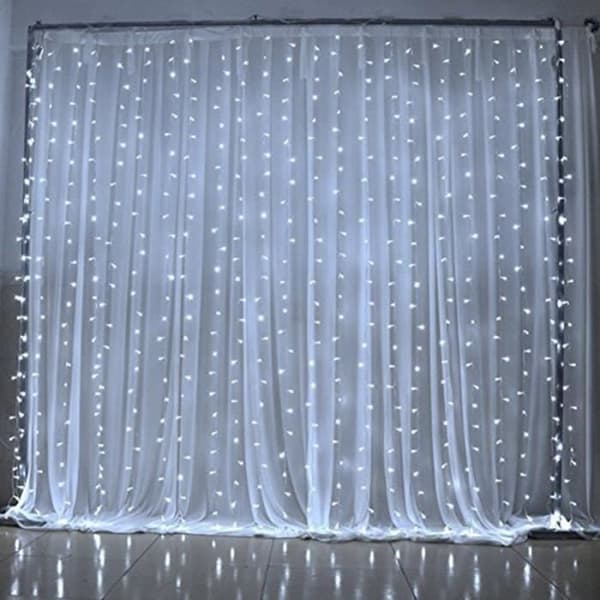 LED-ljusgirland - 3m x 3m - 300 lysdioder - Vit - 10W - Inomhus