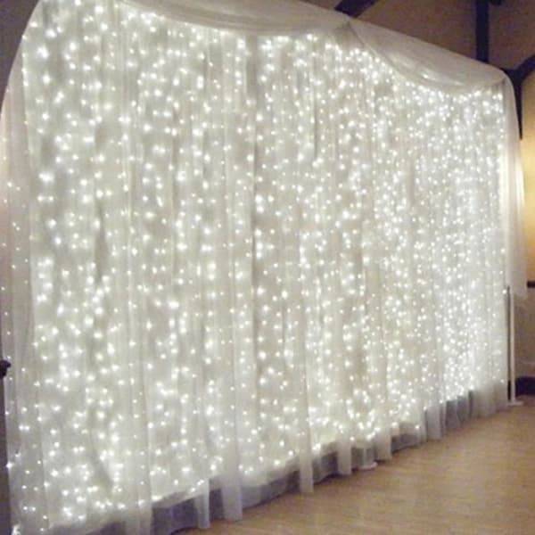 LED-ljusgirland - 3m x 3m - 300 lysdioder - Vit - 10W - Inomhus