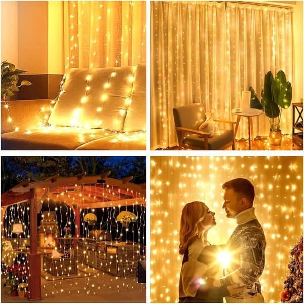 USB 300 LED Ljusgardin Strängljus - 3m*3m - 8 ljuslägen - Vattentät IP65 med timer och fjärrkontroll
