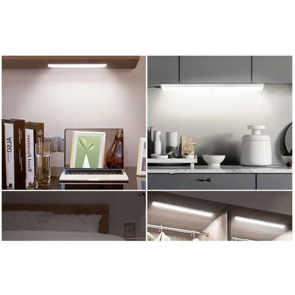 2st Garderobslampa 60LED trådlös rörelsesensor Belysning Köksskåp Nattlampa (Cool White)