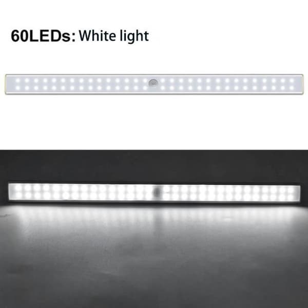 2st Garderobslampa 60LED trådlös rörelsesensor Belysning Köksskåp Nattlampa (Cool White)
