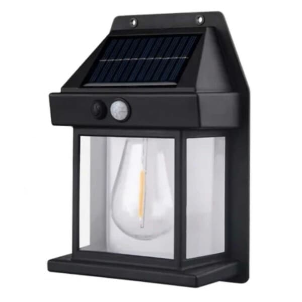 Aurinkolamppu seinäulkokäyttöön liiketunnistimella Edison Black