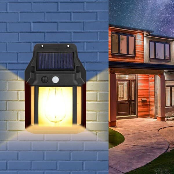Aurinkolamppu seinäulkokäyttöön liiketunnistimella Edison Black