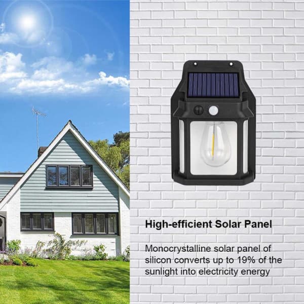 4-Pak Solar Væglampe med Bevægelsessensor Sort